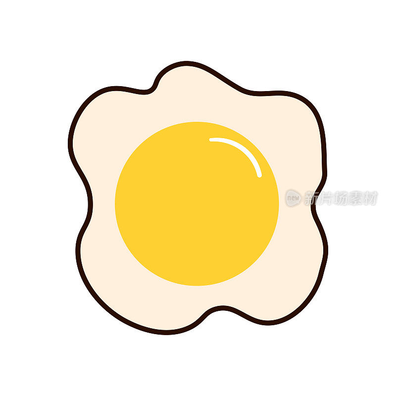 Omelette egg icon on white background. Scrambled eggs Breakfast, protein rich dairy product. Flat vector illustration